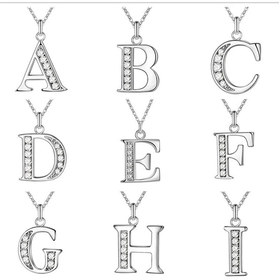 SUMENG 2024 New Fashion 26 Letter A-Z Silver Plated Necklace   Color Jewelry  Pendant Metal Stamp