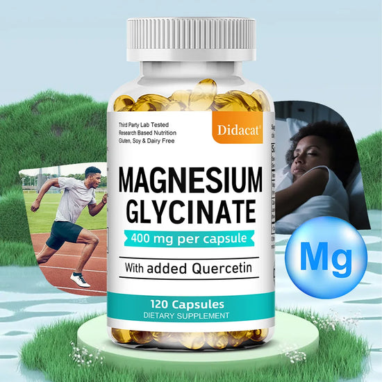 Magnesium Glycinate - with Quercetin, Improve Cardiovascular Health, Reduce Stress, and Promote Healthy Sleep, Muscle Growth