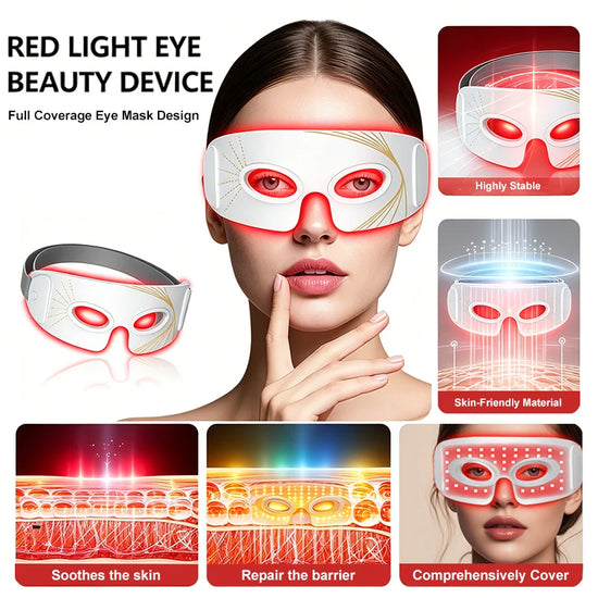 LED Eye Mask, 3 Modes Red Light Therapy, Soothe skin, Lifting Facial Quality, Reduces Dark Circles, Full Eye Coverage, For Women