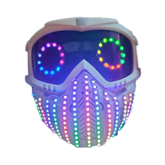 LED Light Up Mask Cyberpunk Futuristic Mask for Halloween Cosplay Party Rave Festival Glowing LED Mask for Men Women Kids