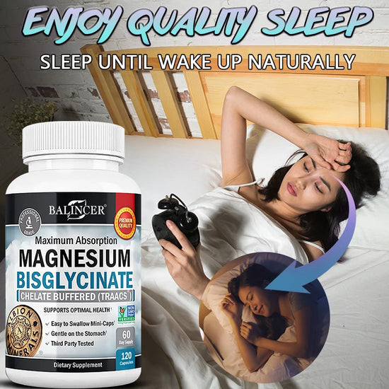 Magnesium Bisglycinate Capsules, Daily Mineral Supplement, Supports Muscle Nerve Bone Cardiovascular Energy & Immune  Wellness