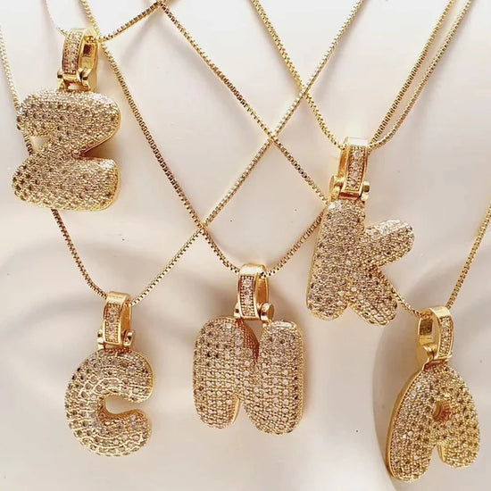 Fashion 26 Letters Necklace Copper Embed Zircon Custom Name Initials Pendant Necklace For Men Women A-Z Alphabet  Charms Jewelry